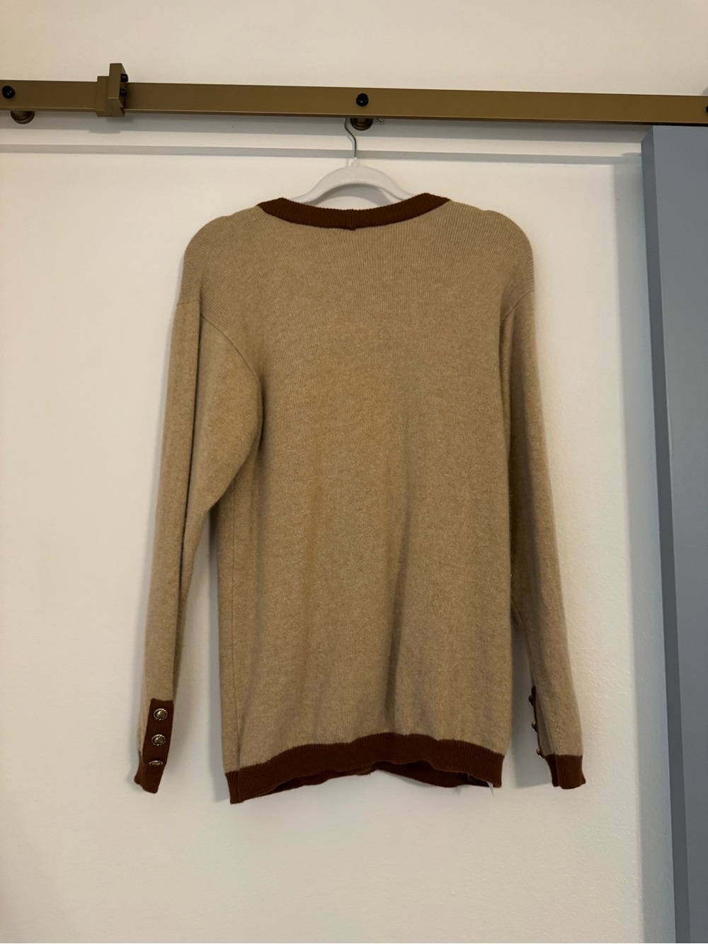 Vintage Made in Scotland Strathspey 100% Wool Blend Brown Cardigan - Picture 9 of 16